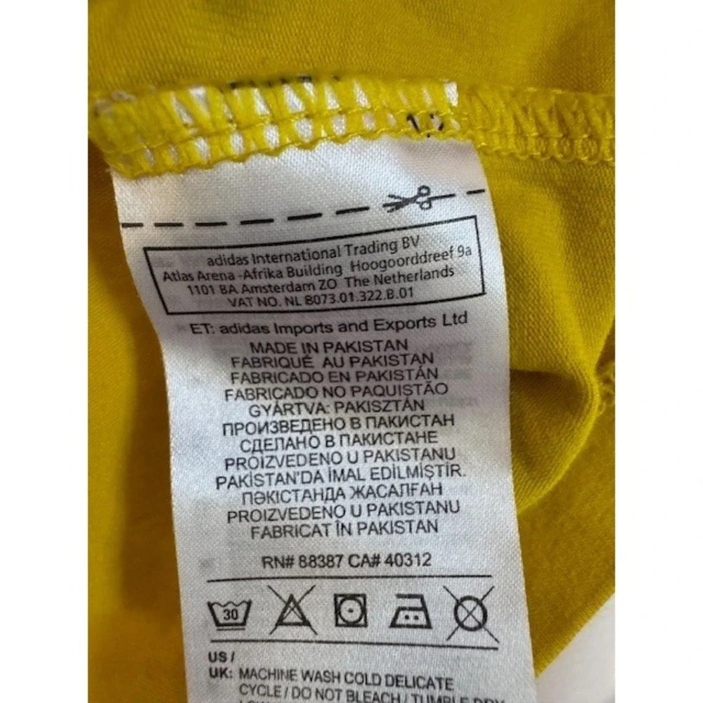 Adidas Trefoil Logo T-Shirt‎ Golden Yellow Short Sleeve Graphic Tee Top S - Picture 4 of 5